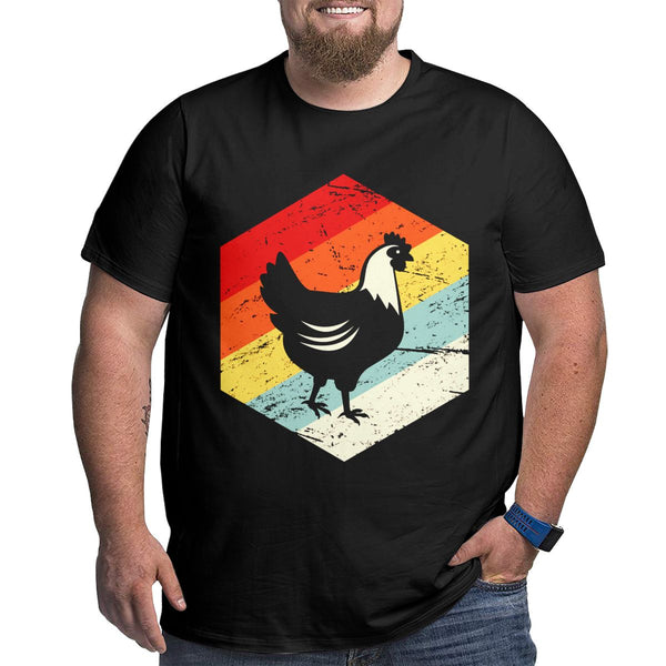 Vintage Retro Sunset Funny Chicken Big Size Men's T-shirt