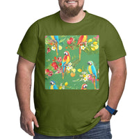 Tropical Hawaii Party Parrot Big Size Men's T-shirt