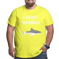 I Love Cute Sharks Big Size Men's T-shirt