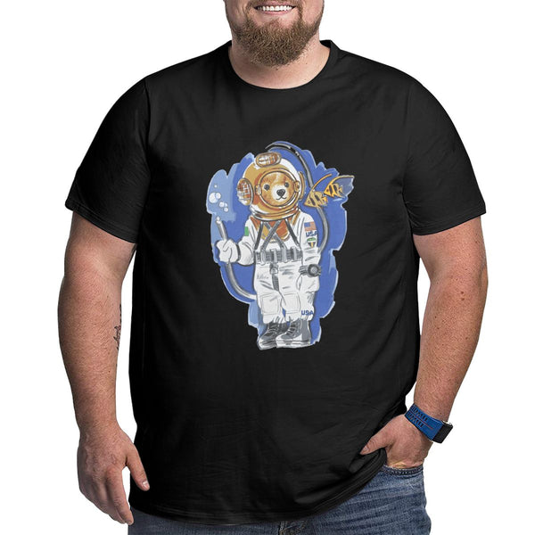 Vintage Retro Space Astronaut Bear Big Size Men's T-shirt