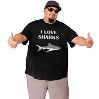 I Love Cute Sharks Big Size Men's T-shirt