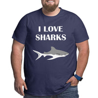 I Love Cute Sharks Big Size Men's T-shirt
