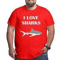 I Love Cute Sharks Big Size Men's T-shirt