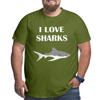I Love Cute Sharks Big Size Men's T-shirt