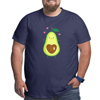Cartoon Avocado Love Big Size Men's T-shirt